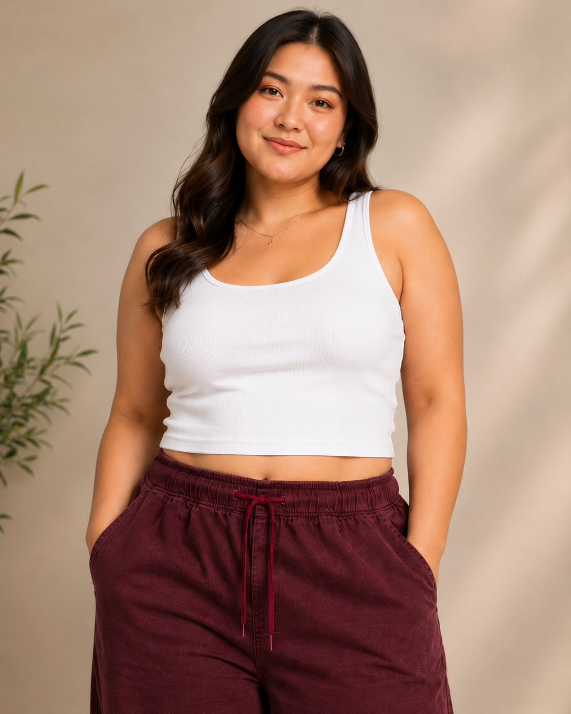 Plus Size Maroon Denim Cargo Pants β Curvisha