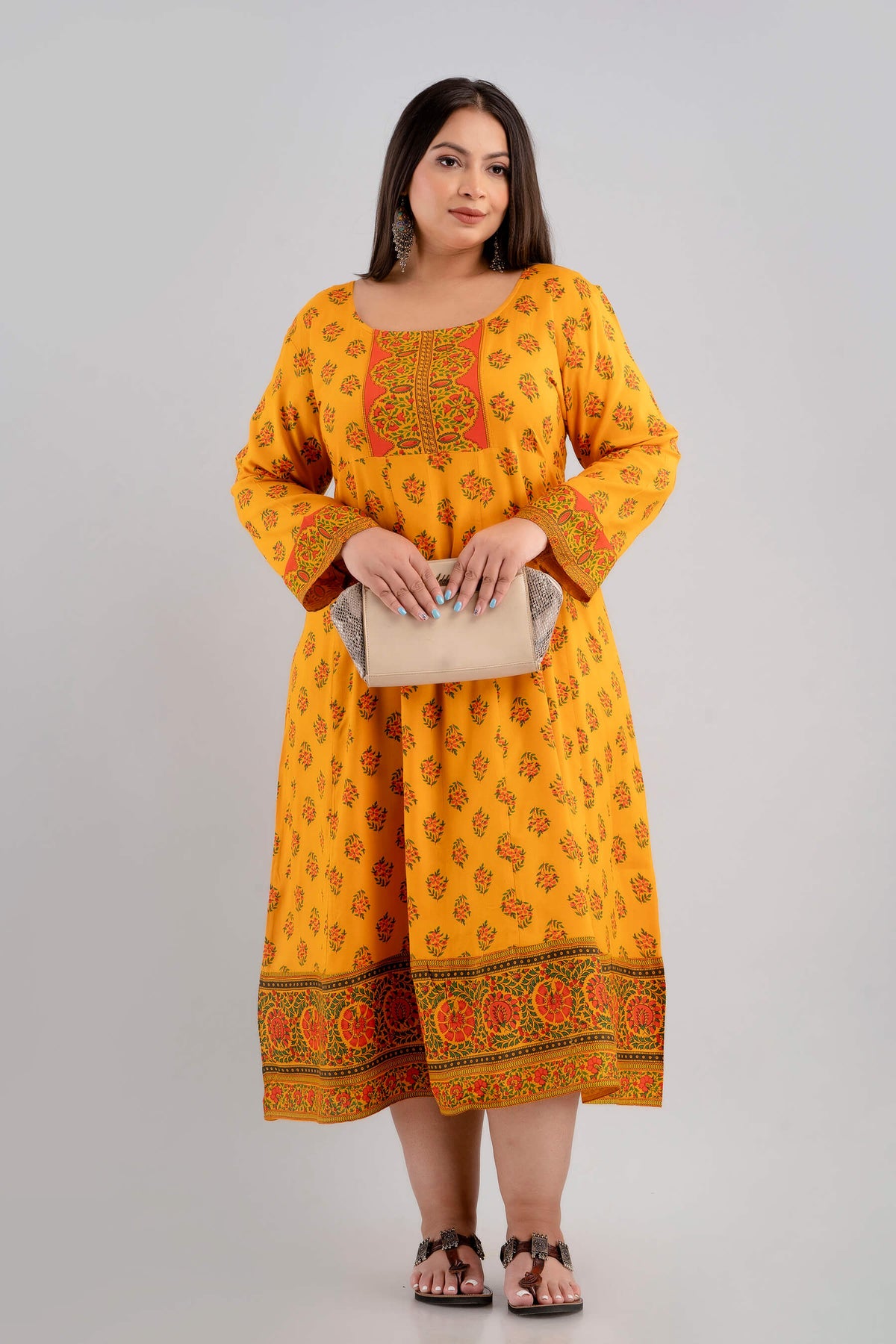 Plus Size Yellow Rayon Gathered Gown Dress Styled Look for Curvy Women