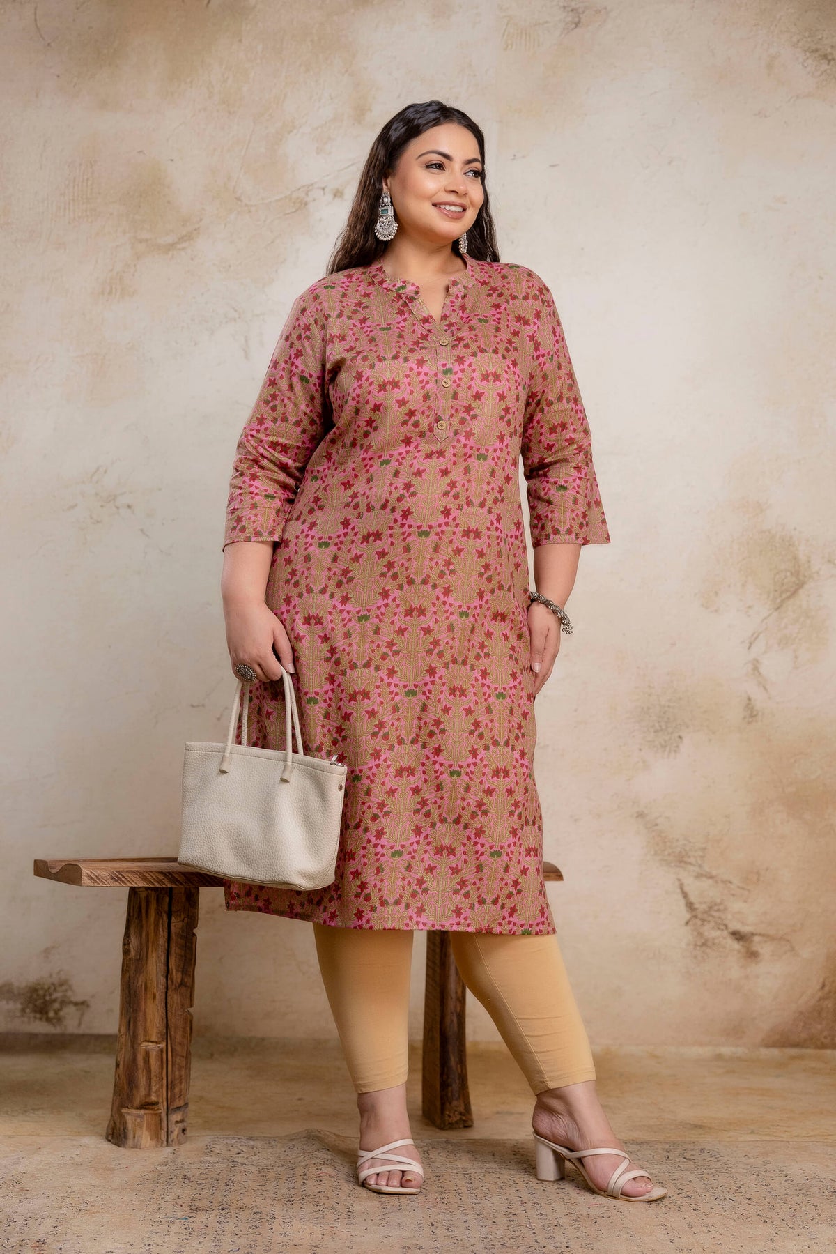 Plus size cotton kurti styled with leggings, fat size kurti for daily wear