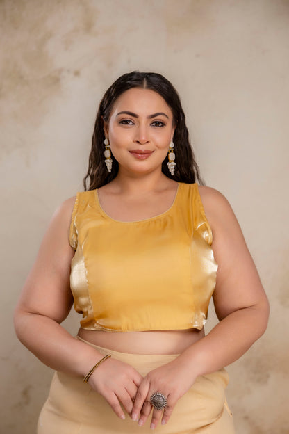 Plus size Jimmy Choo blouse for fat women, front view blouse with sleeve fabric provided for curvy women