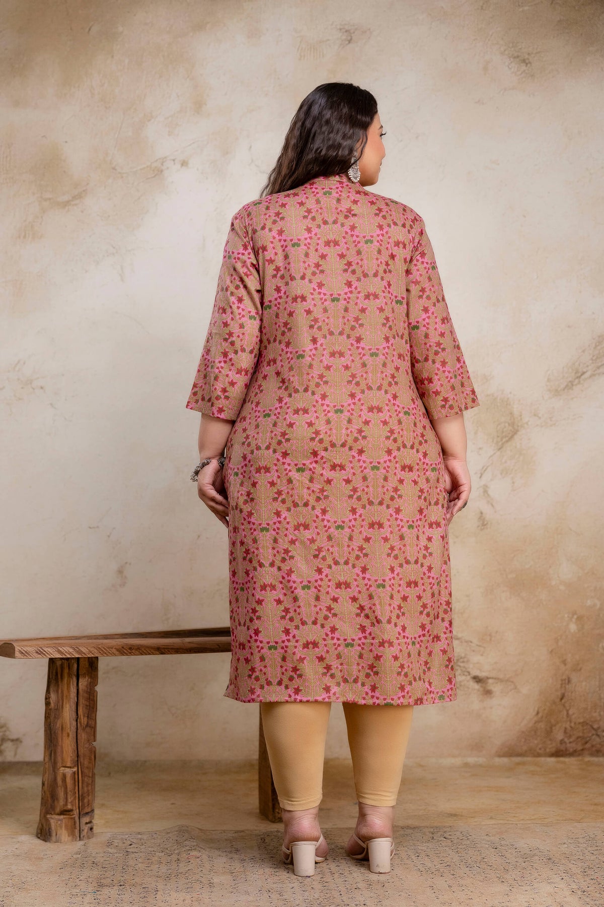 Plus size cotton kurti back view, everyday big size kurti for curvy women