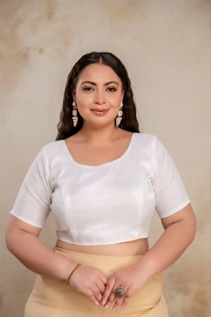Plus size white Jimmy Choo blouse with sleeves shown for reference only, fat women blouse sleeve length depends on stitching
